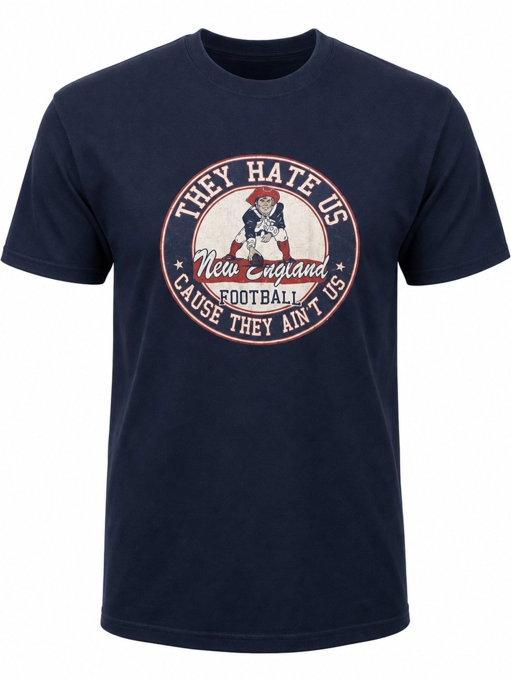 Vintage New England Football T-Shirt - "They Hate Us Cause They Ain't Us" - XL